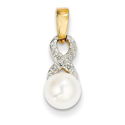 Diamond and 7-8mm Cultured Pearl Pendant 14k Gold XP4161, MPN: XP4161, 883957475080