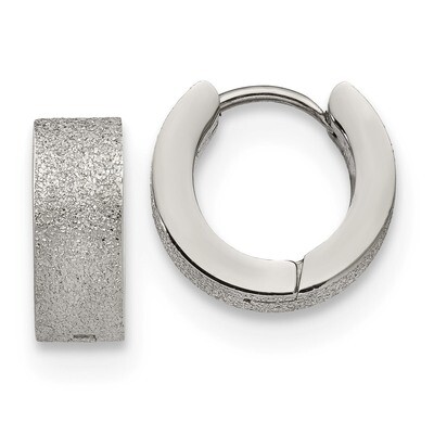 Sand Blasted 5.0mm Hinged Hoop Earrings Stainless Steel Polished SRE1231 by Chisel, MPN: SRE1231, 1…