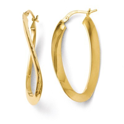 Leslie&#39;s Polished Twisted Oval Hoop Earrings - 14k Gold HB-LE558, MPN: LE558, 883957021409