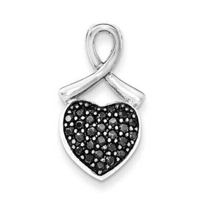 Black CZ Heart Chain Slide Sterling Silver Polished QP4253, MPN: QP4253,