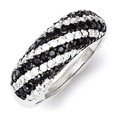 Black White Diamond Ring Sterling Silver Rhodium-plated QR4222, MPN: QR4222, 883957037912