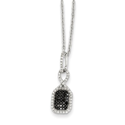 Black and White Diamond Rectangle Pendant Sterling Silver QP3808, MPN: QP3808, 883957028699