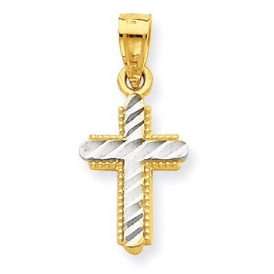 Diamond-Cut Cross Pendant 10K Gold &amp; Rhodium 10C1120, MPN: 10C1120, 886774019833