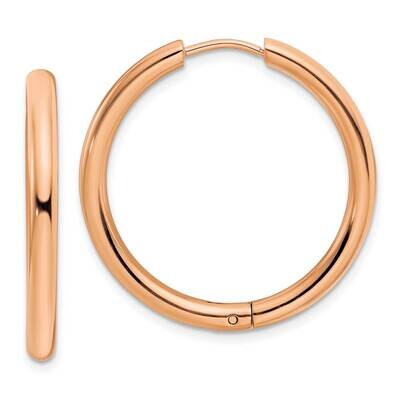 Rose Ip-Plated 3mm Hinged Hoop Earrings Stainless Steel Polished SRE1484, MPN: SRE1484, 191101867330