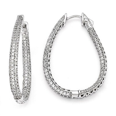 Diamond Teardrop Hinged Hoop Earrings Sterling Silver Rhodium-plated QMP591, MPN: QMP591, 886774727…