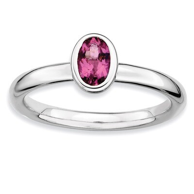 Oval Pink Tourmaline Ring - Sterling Silver QSK443, MPN: QSK443, 886774004358