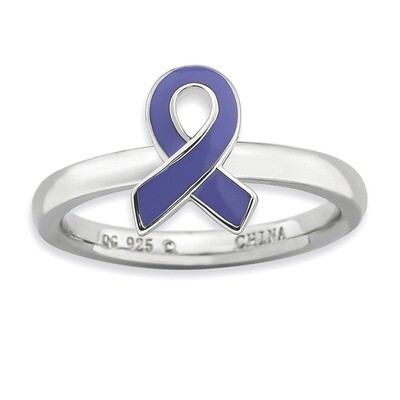Purple Enameled Awareness Ribbon Ring - Sterling Silver QSK943, MPN: QSK943, 886774231259