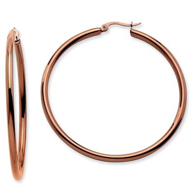 Chocolate IP Plated Round Hoop Earrings - Stainless Steel SRE406 by Chisel, MPN: SRE406, 8867740393…