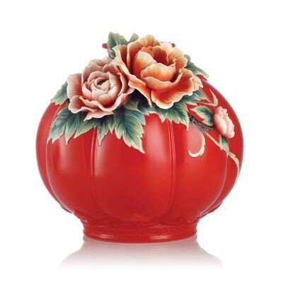 Franz Porcelain Blessings For Hometown-Peony Design Sculptured Porcelain Vase FZ03190, MPN: FZ03190,