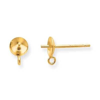 5mm Pearl Peg Cup with Ring Post Earring Mounting 14k Yellow Gold YG2669, MPN: YG2669,