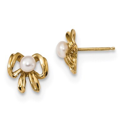 3-4Mm White Button Freshwater Cultured Pearl Post Earrings 14k Gold XF604E, MPN: XF604E, 1911014342…