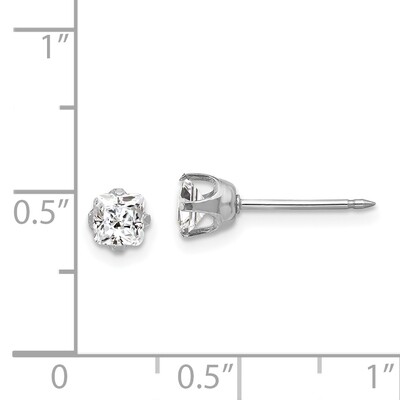5mm Sq Cubic Zirconia Earrings 14k White Gold 139E, MPN: 139E,