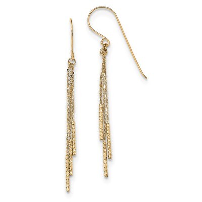 Diamond -cut Tassle with Bars Shepherd Hook Earrings 14k Gold Polished TL1041, MPN: TL1041, 1911010…