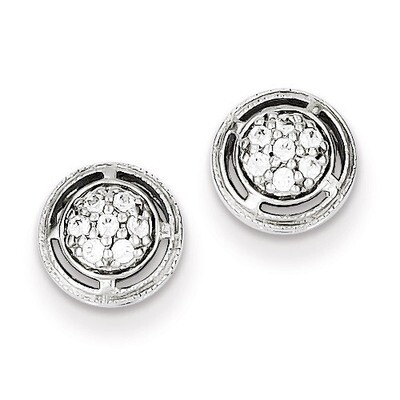 Round Post Earrings Sterling Silver Diamond QE9278, MPN: QE9278, 883957480367