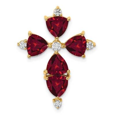 Created Ruby Pendant 14k Gold Lab Grown Diamond PM7514-CRU-020-YLG, MPN: PM7514-CRU-020-YLG, 883957…