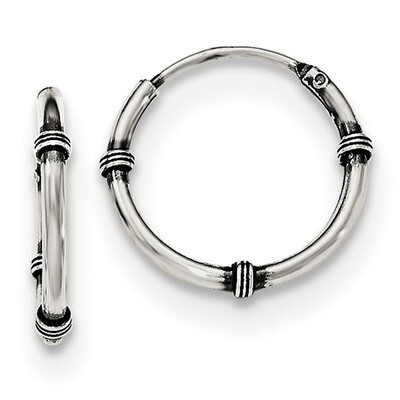 Hoop Earrings Sterling Silver Polished and Antiqued QE11709, MPN: QE11709, 191101229527