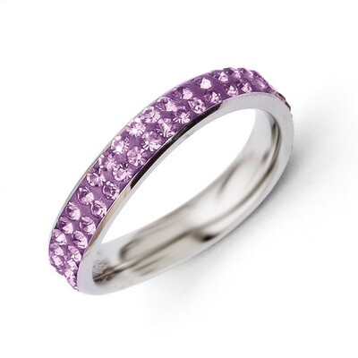 4mm Polished Light Purple Crystal Wavy Ring - Stainless Steel SR265 by Chisel, MPN: SR265, 88395703…