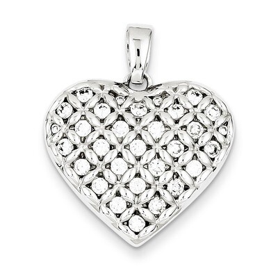 Heart Pendant Sterling Silver Rhodium-plated Diamond QC7473, MPN: QC7473, 191101464218