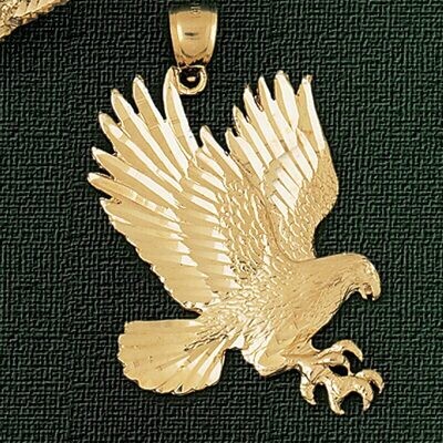 Dazzlers Jewelry Flying Eagle Pendant Necklace Charm Bracelet in Yellow, White or Rose Gold 2770, M…