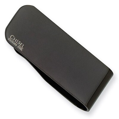 Polished Black IP-plated Money Clip - Stainless Steel SRM117 by Chisel, MPN: SRM117, 883957747842