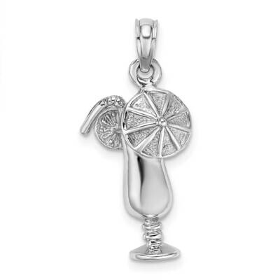 2-D Tropical Drink Charm 14k White Gold Polished K7302W, MPN: K7302W, 637218126088