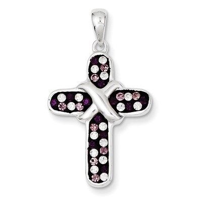 Sterling Silver Stellux Crystal Cross Pendant QP2503