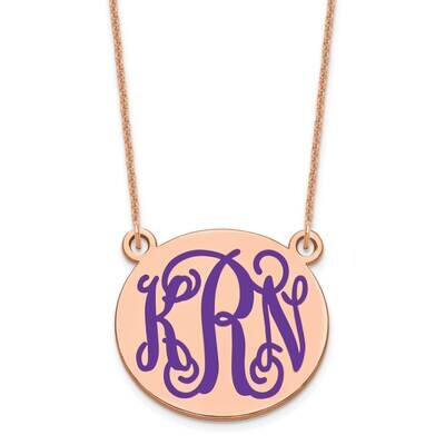 Polished Epoxied Letter Circle Monogram Necklace 14k Rose Gold Medium XNA584R, MPN: XNA584R,