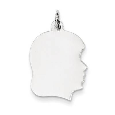 Plain Medium Facing Right Engravable Girl Charm 14k White Gold XWM60/11, MPN: XWM60/11, 883957476056