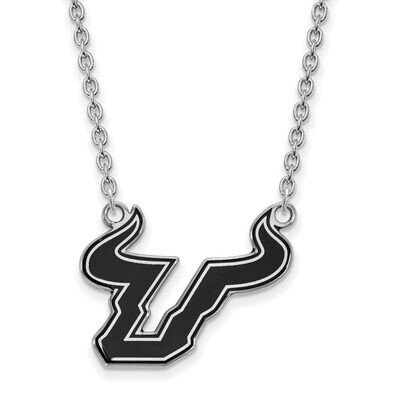 University of South Florida Large Enamel Pendant with Chain Necklace Sterling Silver SS027USFL-18, …