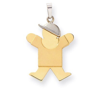 Boy with Hat on Right Engravable Charm 14k Two-tone Gold Large XK404, MPN: XK404, 883957378244