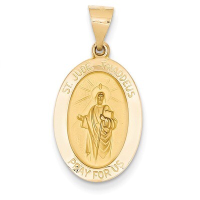 Saint Jude Thaddeus Medal Pendant 14k Gold Polished and Satin XR1350, MPN: XR1350, 883957500072
