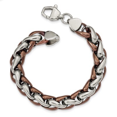 Brown IP-plated 8.25 Inch Bracelet Stainless Steel Polished SRB2528-8.25 by Chisel, MPN: SRB2528-8.…