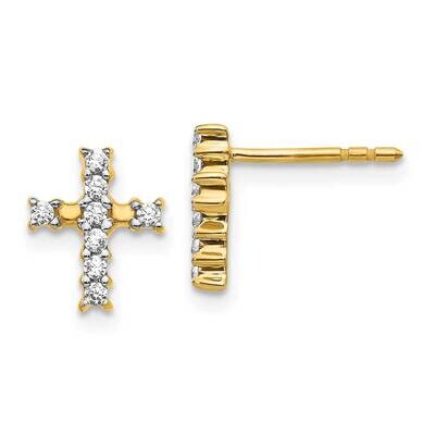 SI1/SI2 G H I Cross Post Earrings 14k Yellow Gold Lab Grown Diamond EM5533-020-YLG, MPN: EM5533-020…
