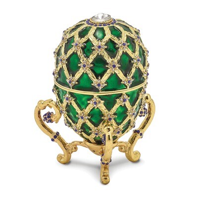 Green with Royal Coach Ring Holder Egg Enamel on Pewter by Jere, MPN: BJ2060, 191101594984