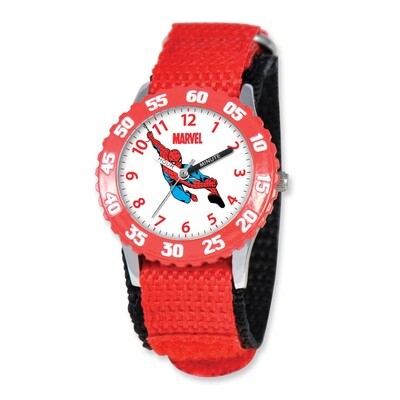 Marvel Spiderman Kids Red Velcro Band Time Teacher Watch XWA3638, MPN: XWA3638, 843231060272