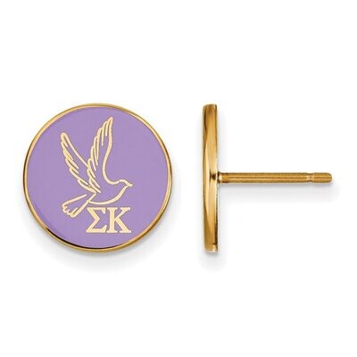 Sigma Kappa Enameled Post Earrings Gold-plated Silver GP046SKP, MPN: GP046SKP, 886774945194
