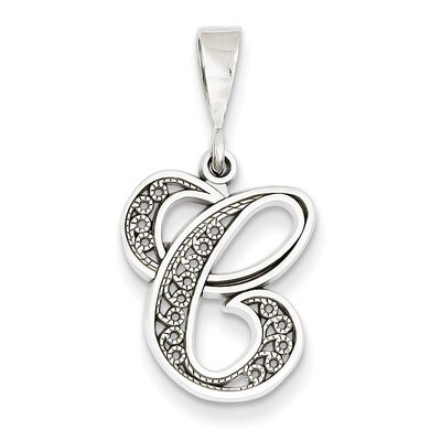 Filigree Initial C Pendant 14k White Gold Solid Polished D1281C, MPN: D1281C, 883957862699