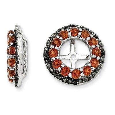 Garnet &amp; Black Sapphire Earring Jacket Sterling Silver Rhodium QJ125JAN, MPN: QJ125JAN, 191101387487
