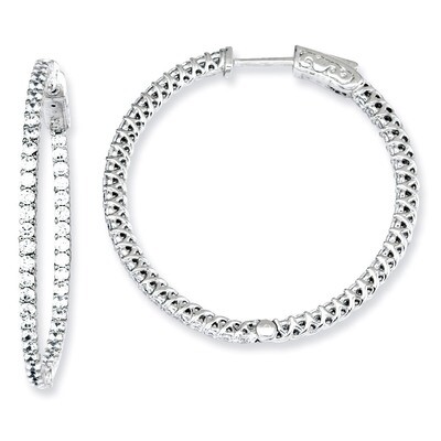 76 stones In and Out Round Hoop Earrings Sterling Silver with Diamonds QE7574, MPN: QE7574, 8867742…