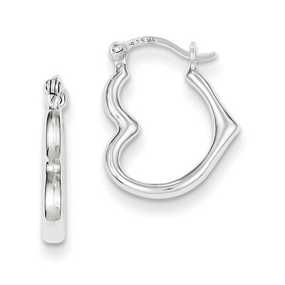 Hollow Heart Hoop Earrings Sterling Silver Rhodium-plated QE8757, MPN: QE8757, 886774247434