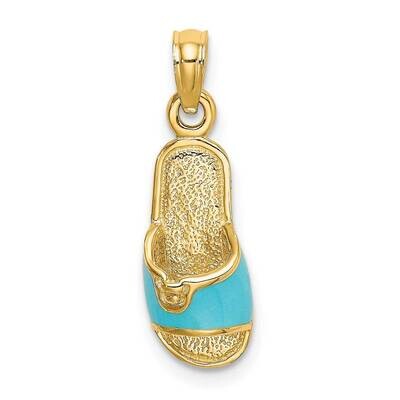 Aqua Enamel Summer Slipper Charm 14k Gold K6641, MPN: K6641, 637218100439