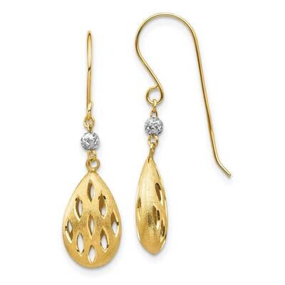Diamond Cut Teardrop Dangle Earrings 14k Two-tone Gold TL1160, MPN: TL1160, 883957874647