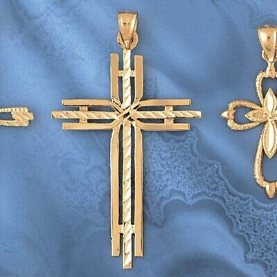 Dazzlers Jewelry Cross Pendant Necklace Charm Bracelet in Yellow, White or Rose Gold 7934, MPN: DZ-…