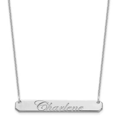 Polished Edwardian Script Bar Necklace 10k White Gold Medium 10XNA1220W, MPN: 10XNA1220W,