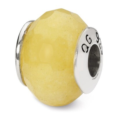 Yellow Quartz Stone Bead - Sterling Silver QRS1687, MPN: QRS1687, 883957308913