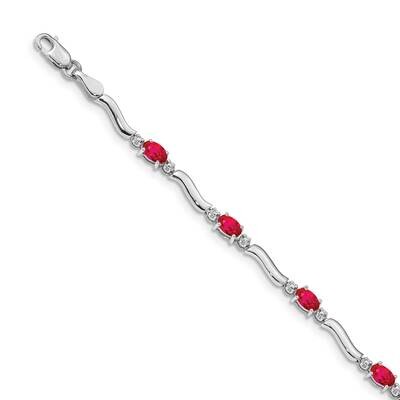 Ruby Bracelet 14k White Gold Diamond BM4474-RU-001-WA, MPN: BM4474-RU-001-WA, 883957252995