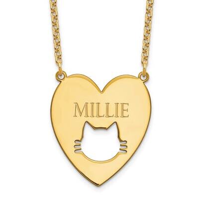 Heart with Cut Out Cat Face Necklace Sterling Silver Gold-plated XNA780GP, MPN: XNA780GP, 191101221…