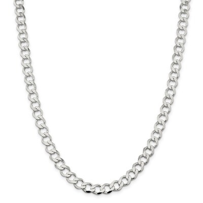 20 Inch 8.1mm Polished Flat Curb Chain Sterling Silver QLFB180-20, MPN: QLFB180-20, 883957822549