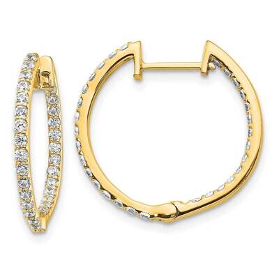 In &amp; Out Hinged Hoop Earrings 14k Gold Diamond EM5425-075-YA, MPN: EM5425-075-YA, 883957206349