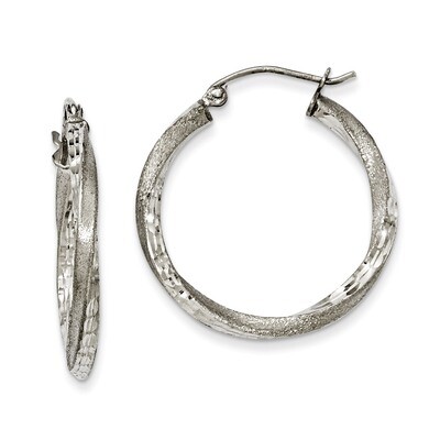 Diamond Cut Twist Hoop Earrings Sterling Silver Satin QE4598, MPN: QE4598, 883957932118